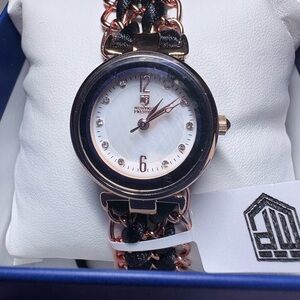 Montres Prestige Rose Gold and Black Chain-Link Women's Watch